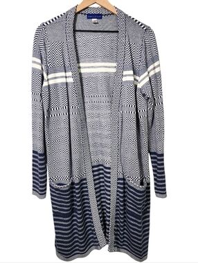 Simply Styled by Sears Womens Large Duster Coastal Geometric Cardigan Pockets